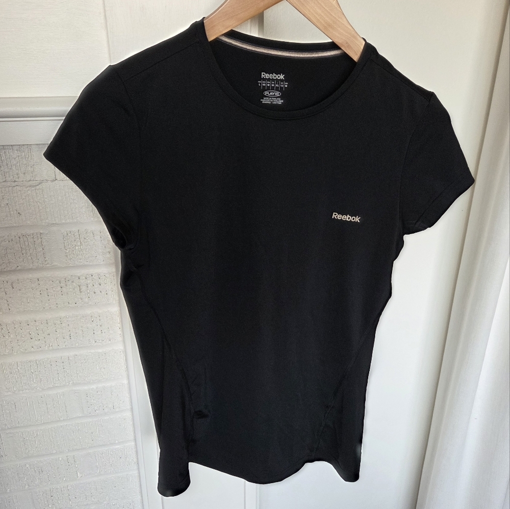 Reebok Mens Play Dry Black Short Sleeve Tee Shirt Size Medium